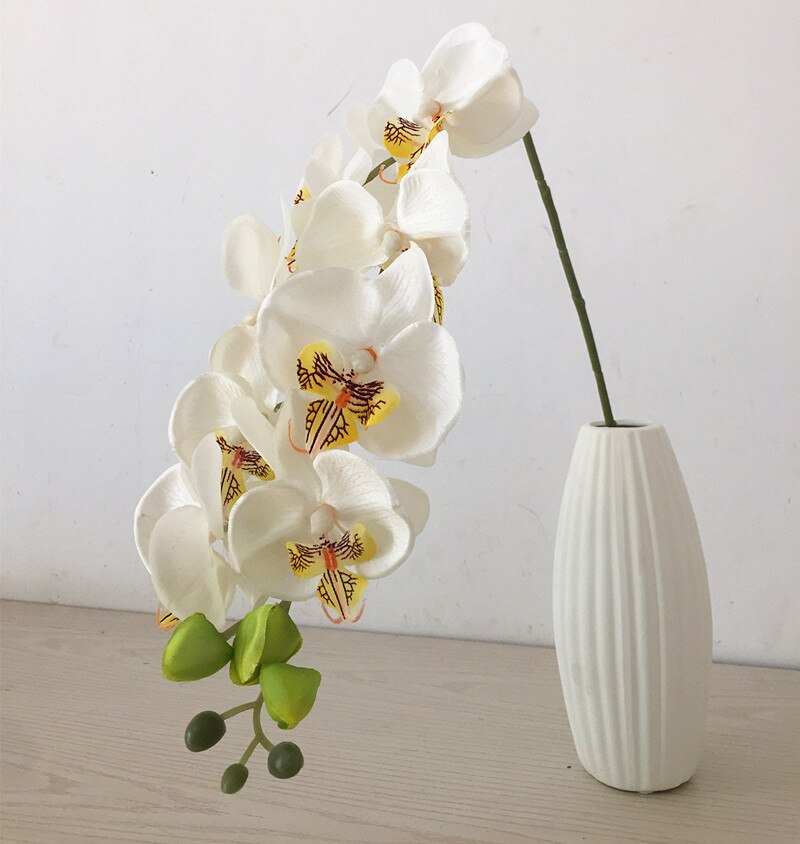 10p phalaenopsis orkide blomster 78cm kunstige simulerings orkideer hvit/rosa/fuchsia/lilla/grønn/blå farger for bryllupsblomst: Beige