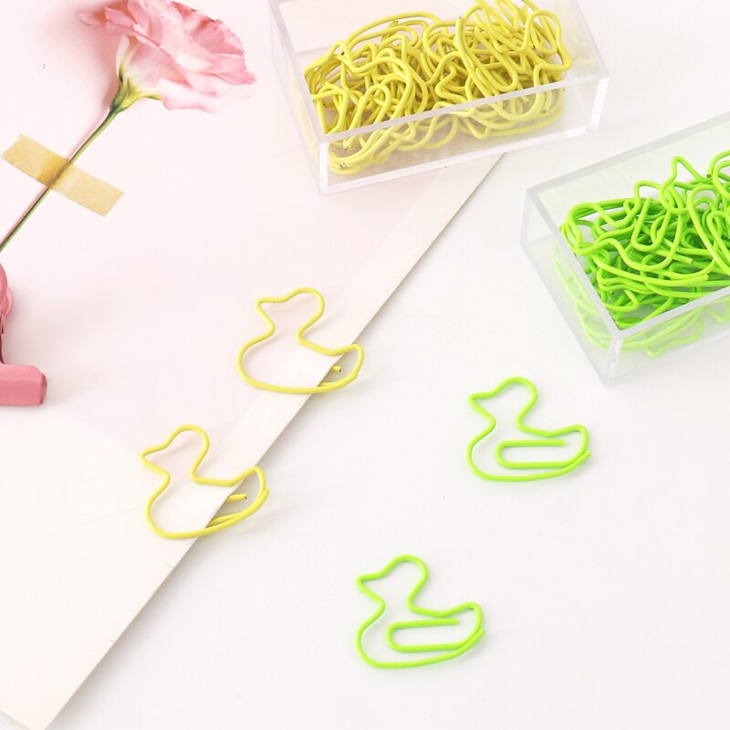 Duck Cute Shape Paper Clip Office Stationery Paper Clip notebook Decoration Bookmark duck Planner Clip Cute Clip Paperclips Lot