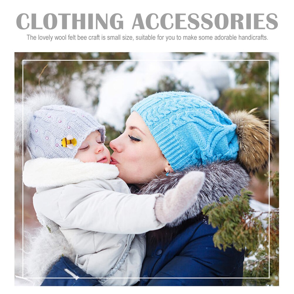 5Pcs Wool Felt Bees Decorations DIY Mini Bees Crafts Hat Costume Accessories