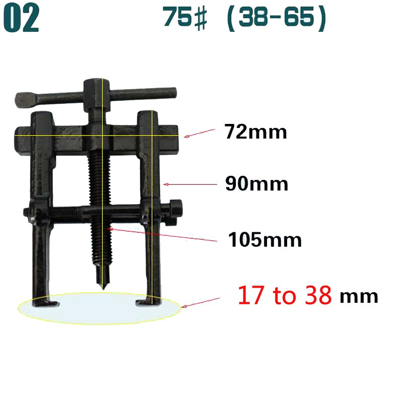 Two Jaw Twin Legs Bearing Gear Puller Remover Hand Tool Removal Kit: 17 to 38mm