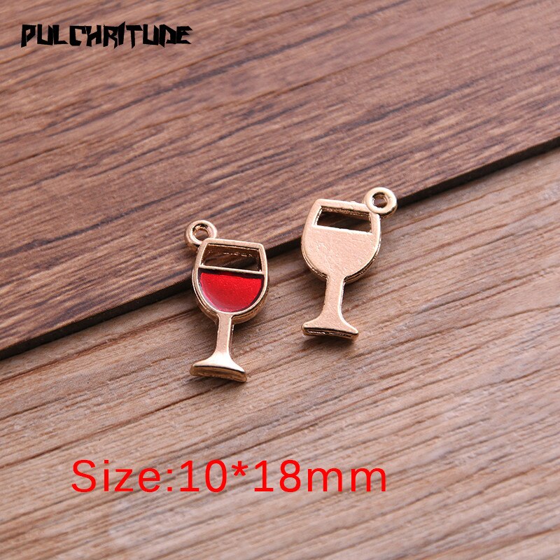 10 Pcs 10*18 Mm Lichtmetalen Metal Olie Rode Wijn Glas Charmes Hanger Voor Diy Armband Ketting Sieraden maken