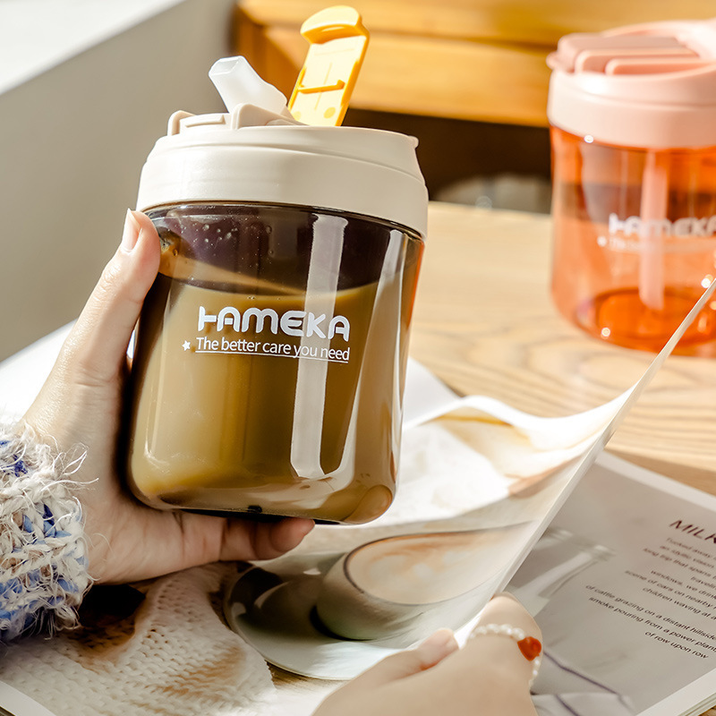 Summer minimalist office women's straw cup, coffee milk tea cup, casual cup for drinking directly