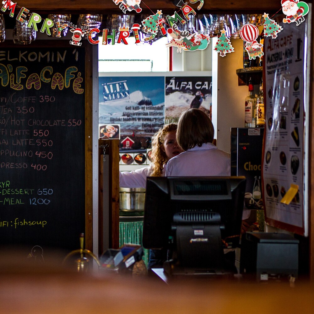 2Pcs Banners Lightweight Cardboard Paper Portable Christmas Banner Haning Garland Party Bunting for Home