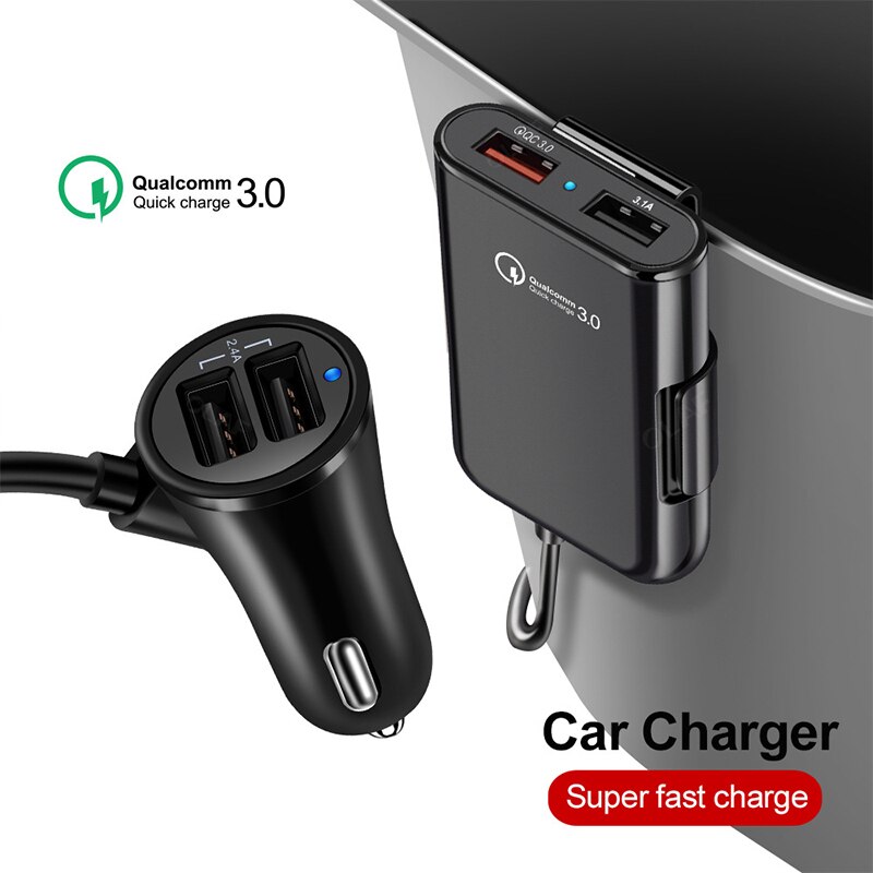 Slot per accendisigari per Auto caricabatterie USB QC 3.0 presa per Splitter USB adattatore per ricarica per Auto sedile posteriore telefono cellulare accessori per Auto