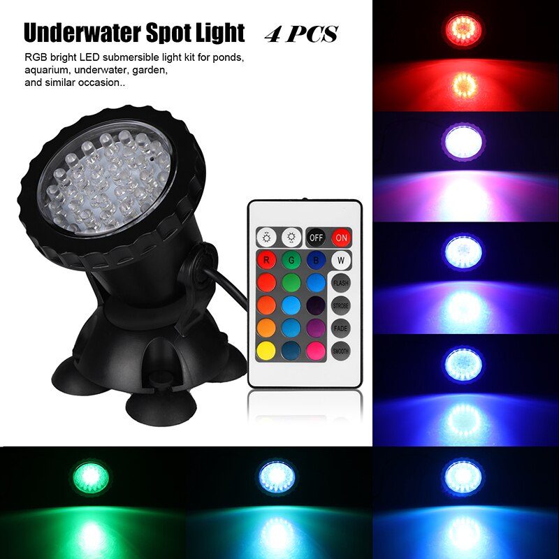 Waterdichte Onderwater Licht 7 Kleur Veranderende Tuin Fontein Aquarium Zwembad Vijver Aquarium Led Spotlight Lamp 4 Stks/partij