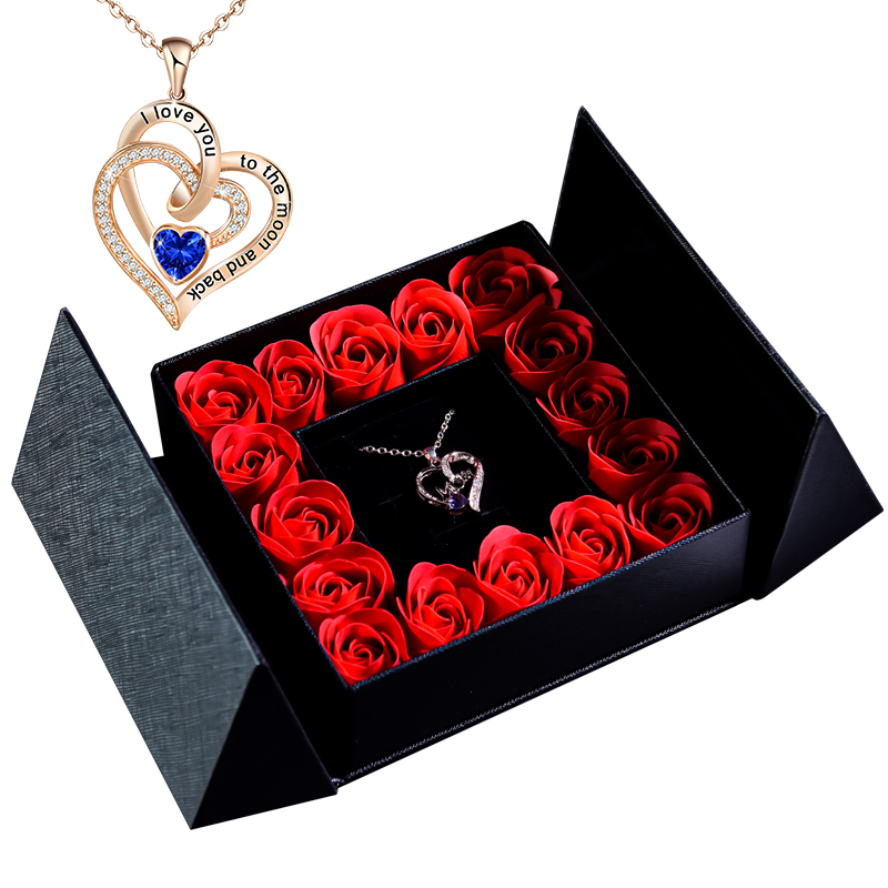 Cadeaus voor vrouwen Sieraden Hanger Ketting/w Zeep Eeuwige Roos Geschenkdoos Moederdag Ketting Sieraden Huwelijksverjaardag