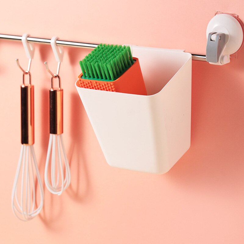 Contenedor de almacenamiento de plástico montado en la pared para el hogar, cesta multifuncional de colgante, para cocina, escritorio y oficina