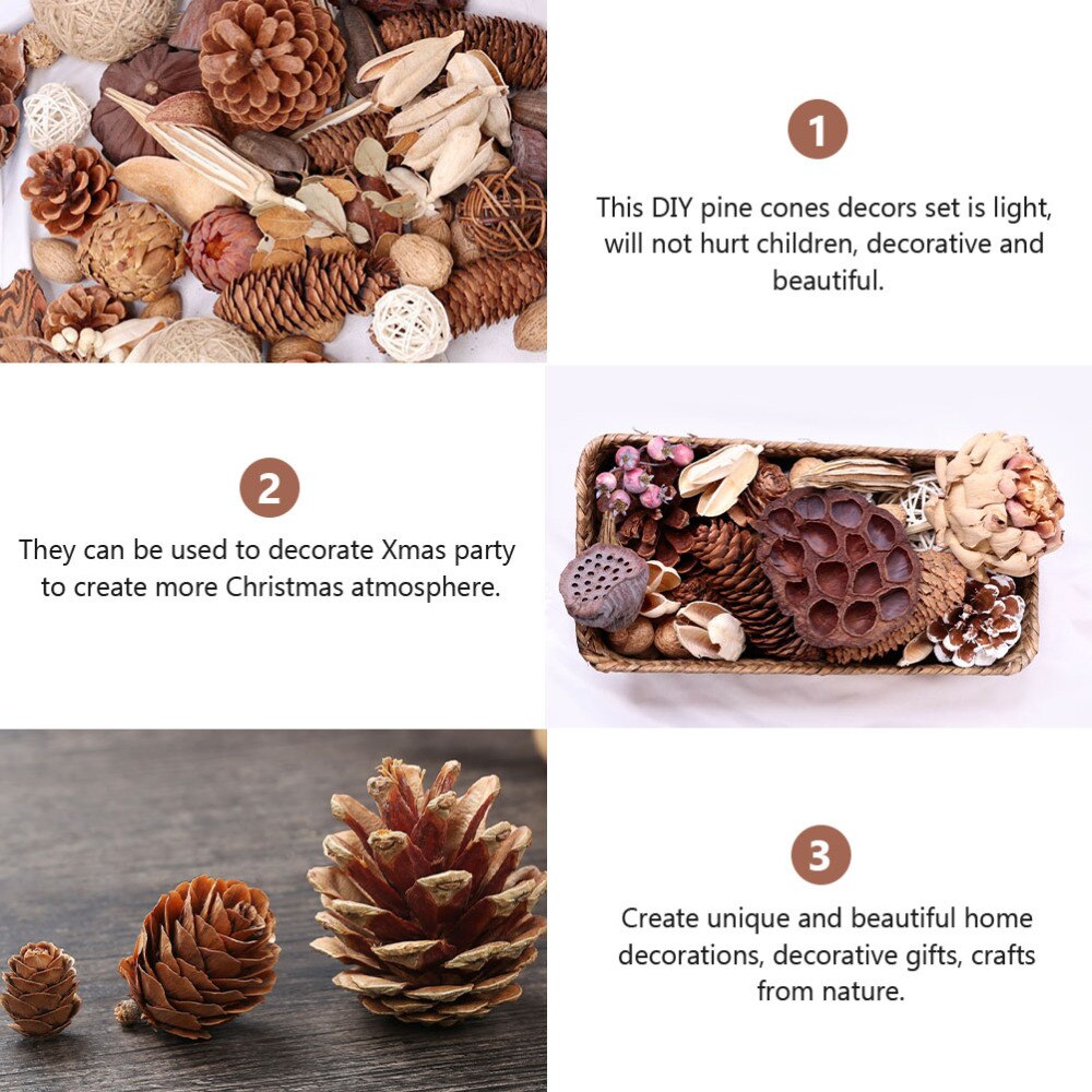1 Set Xmas Pine Cone Decor DIY Dry Branches Handmade DIY Material for Home Party Xmas