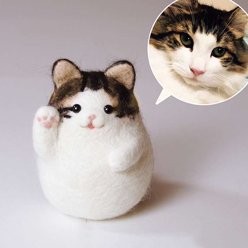 Jiwuo juguete muñeca de fieltro de lana de Animal gato manualidad de fieltro DIY sin terminar pinchado conjunto Kit para manualidades para Material de la aguja bolsa fieltro DIY