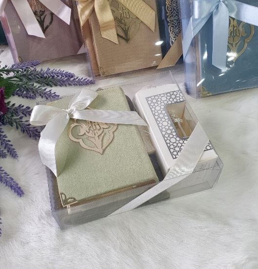 Gouden Hoorn & Sjaal Set (Kaki) moslim Islamitische سجاد صلاة مسلم هدية إسلامية Sijad Salat Moslim Hadiat 'Iislamia