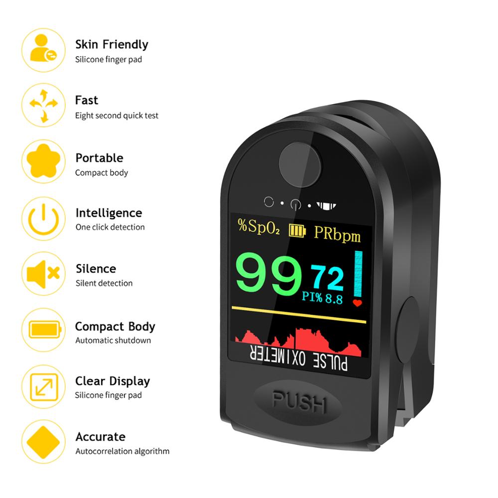 Pulsossimetro portatile pulsossimetro digitale per uso domestico ossigeno nel sangue misuratore di saturazione della frequenza cardiaca Spo2 PR Monitor per dito per la casa: MD2020B