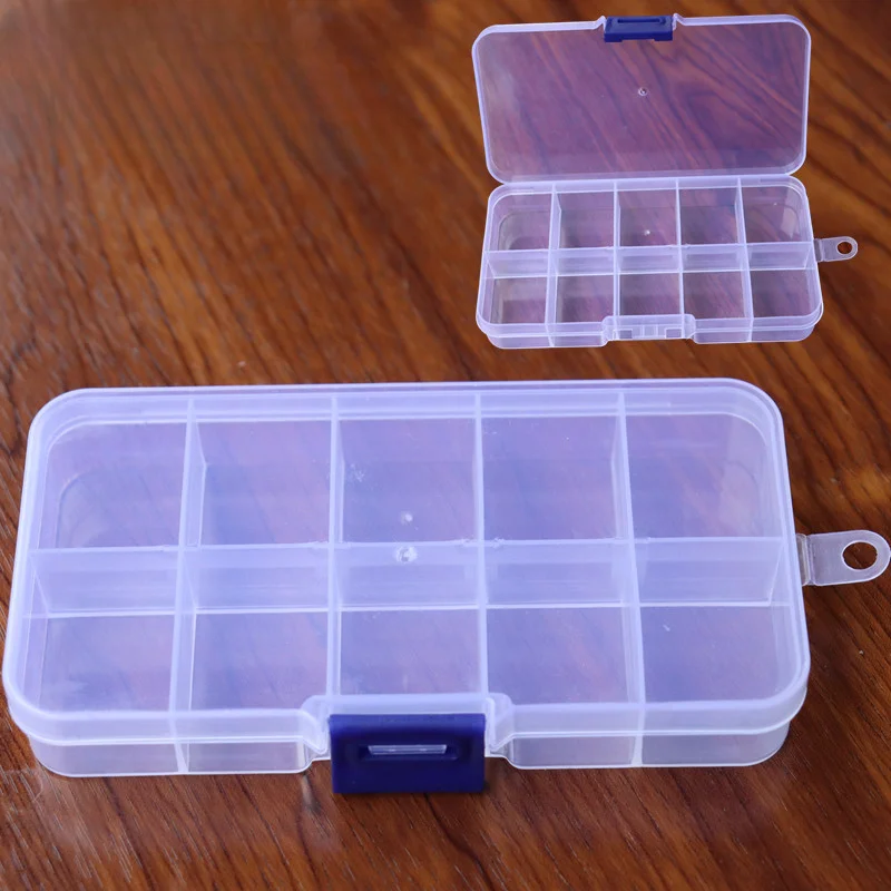 10 platser plast smyckeskrin förvaringsfodral hantverk smycke organizer pärlor gör-det-själv smyckestillverkning smink organizer