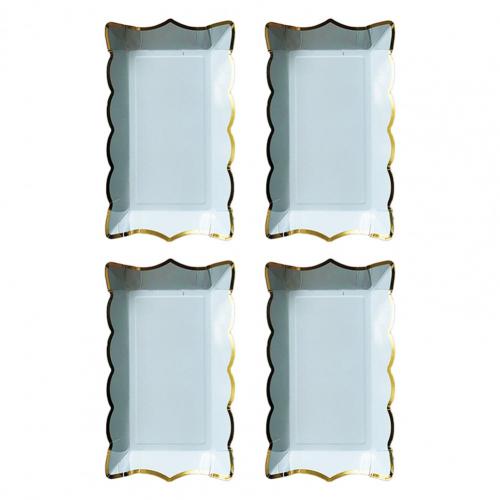 Convenient Usage Thin Rectangular Disposable Fruit Plate for Gathering: Blue
