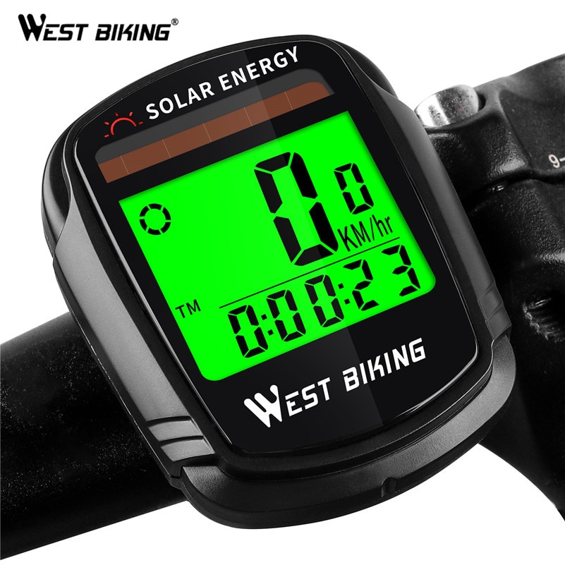 WEST BIKING Wireless Bike Computer Solar Power Waterproof Cycling Odometer Stopwatch Road MTB Bicycle Computer Bike Speedometer