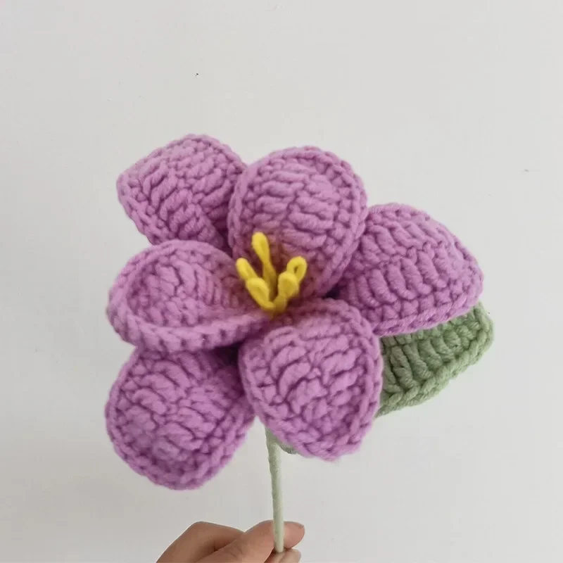 (ingen vase )1pc håndlavede blomster kunstige tulipaner buket hæklet evig blomst til bryllup hjemmeborddekoration år: Lysegul