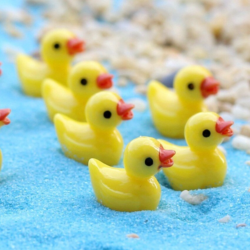 Cute 50 Pcs Duck Ornaments Flower Pots Plants Micro Landscape Small Decorative Animal Gardening Indoor Home Desk Decoration