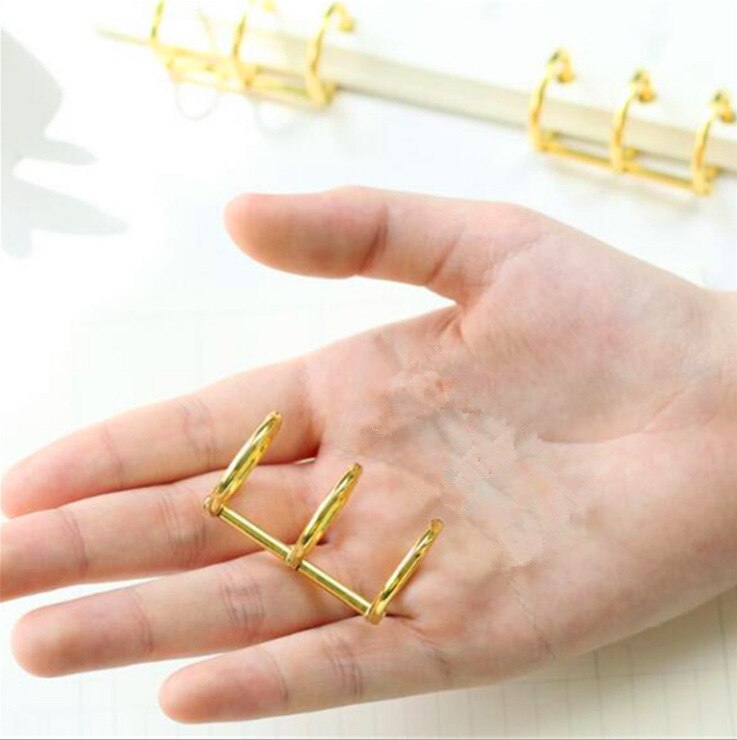 2pcs Office Binding Supplies Metal 3 Ring Binder Ring Handbook Loose-leaf Storage Tool Handbook diy A5A6A7B5 Universal: Gold 2pcs