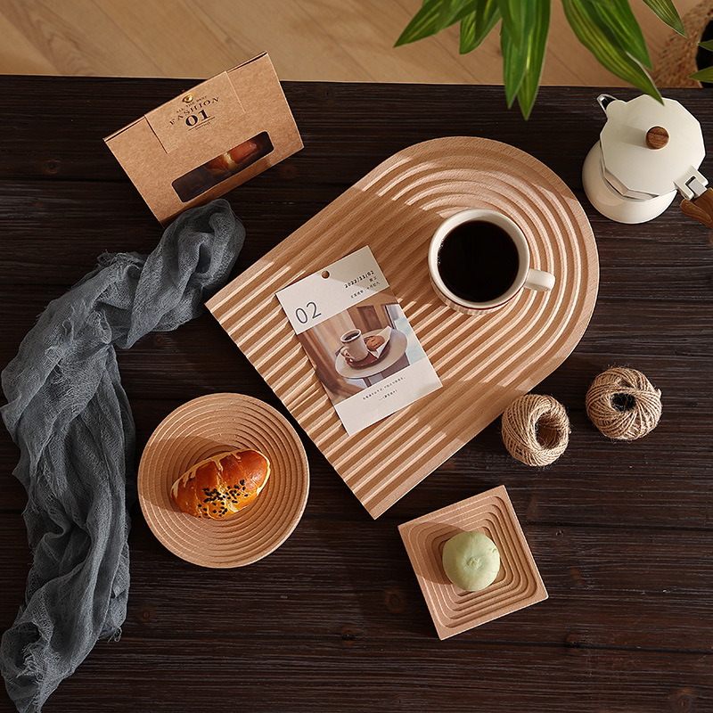 Holz nordisch Stil Wasser Welligkeit Hacken Block Haushalt Steckbrett Nachmittag Tee Tablett Platte Schneiden Gemüse Obst Bord
