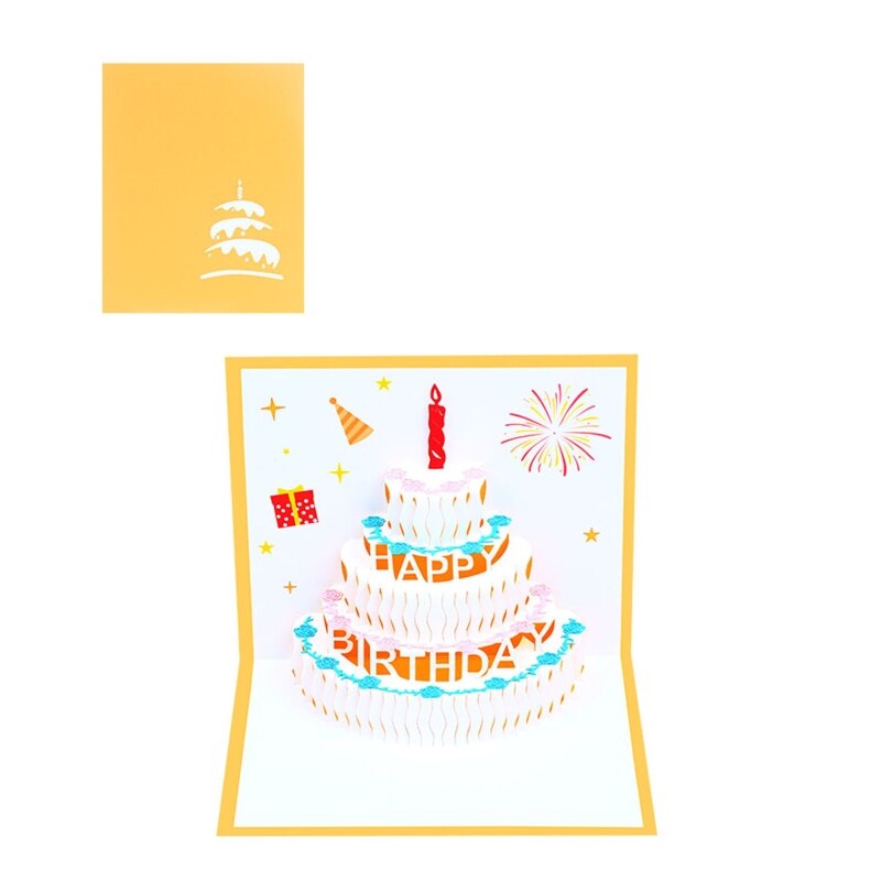 517E Happy Birthday Cake 3D Pop Up Greeting Cards with Envelope for Wife Girlfriend Mom Boy Girl Friend Family Teacher