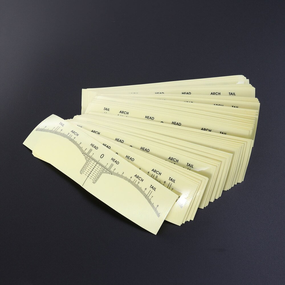 100 PCS Disposable Eyebrow Ruler Stickers Permanent Makeup Adhesive Eyebrow Microblading Ruler Guide Eyebrow Shaping Tools