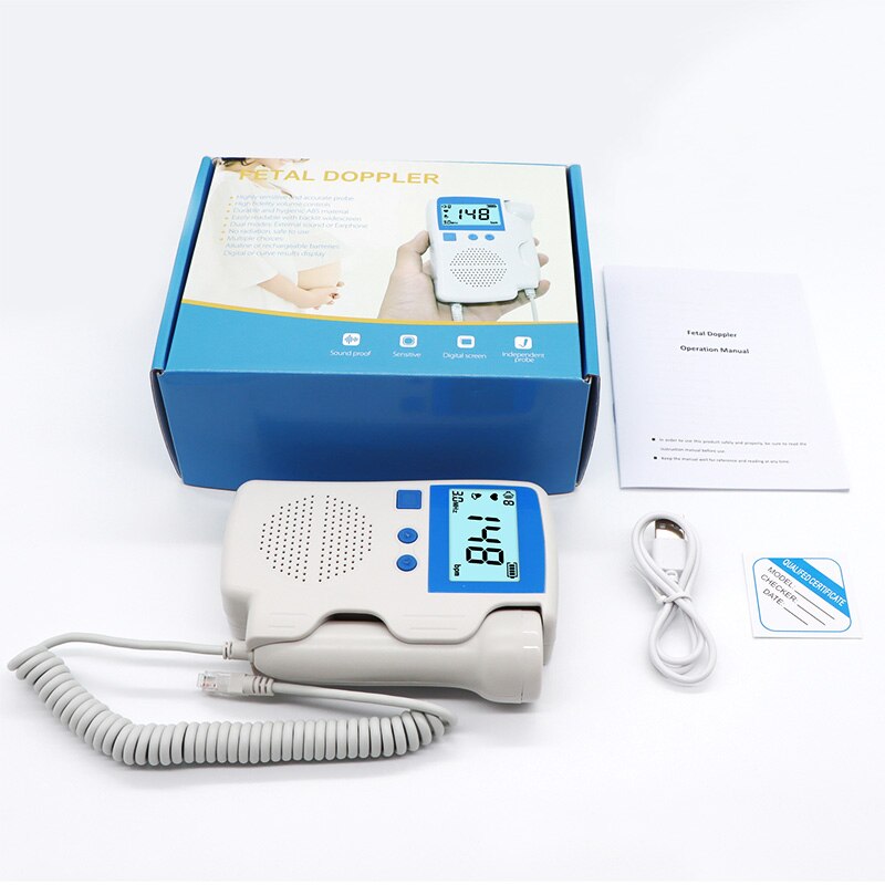 Ultrasound Doppler Fetal Portable Pregnant Baby Women Heart Rate Monitor 3.0MHz Pregnancy Meter Probe Sound Detector Household