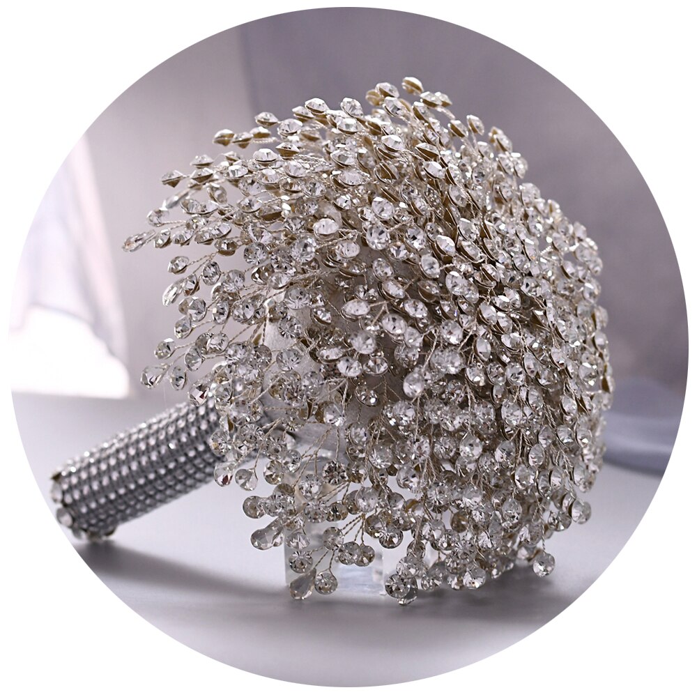 Trixy HF02 Prachtige Diamanten Bruiloft Boeket Bruiloft Boeket Zilveren Broche Boeket Bruiloft Accessoires Sieraden Boeket: Default Title