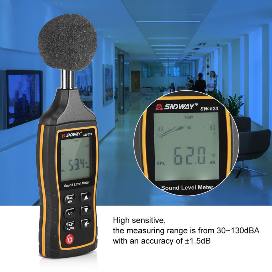Sndway digital brusmätare exakt ljudnivå decibel mätare brusmätare 30 ~ 130db mätverktyg