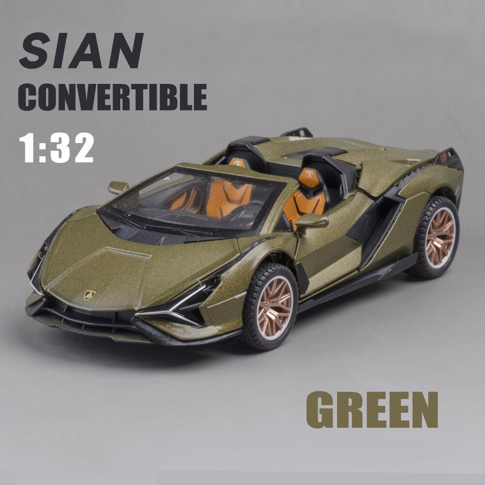 Miniatura Diecast 1:24 modello di auto in lega siano FKP37 Supercar collezione di veicoli in metallo per regalo per bambini giocattolo di compleanno bambini ragazzi: 132Convertible Green