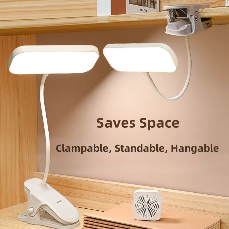 360 ° Lampada da scrivania ricaricabile tramite USB con clip regolabile – Luce notturna sul comodino per telecamera da letto, studio, lettura e lavoro d'ufficio