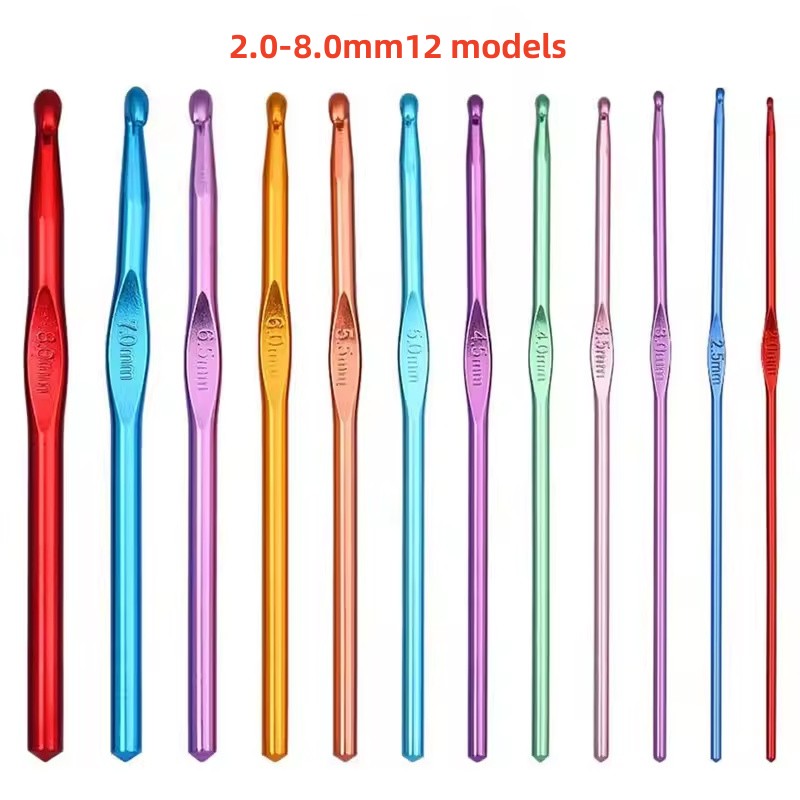 Agujas de tejer de aluminio, juego de ganchillo de Metal para el hogar, manualidades, punto de hilo, suéter, tejido, herramientas de aguja de coser de 2-8mm, 8 Uds./10 Uds.