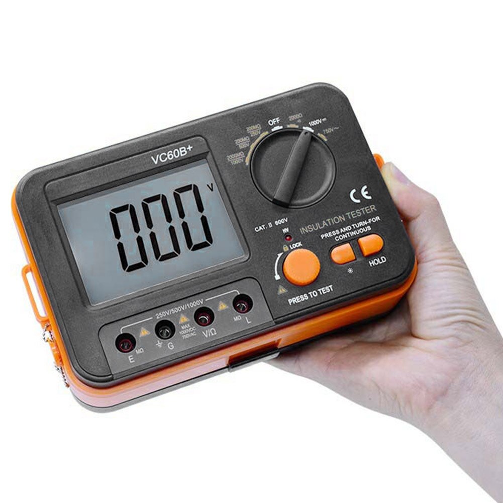 Plastic Backlight Battery Powered With Test Lead DCV ACV Meter Insulation Resistance Tester Digital Display