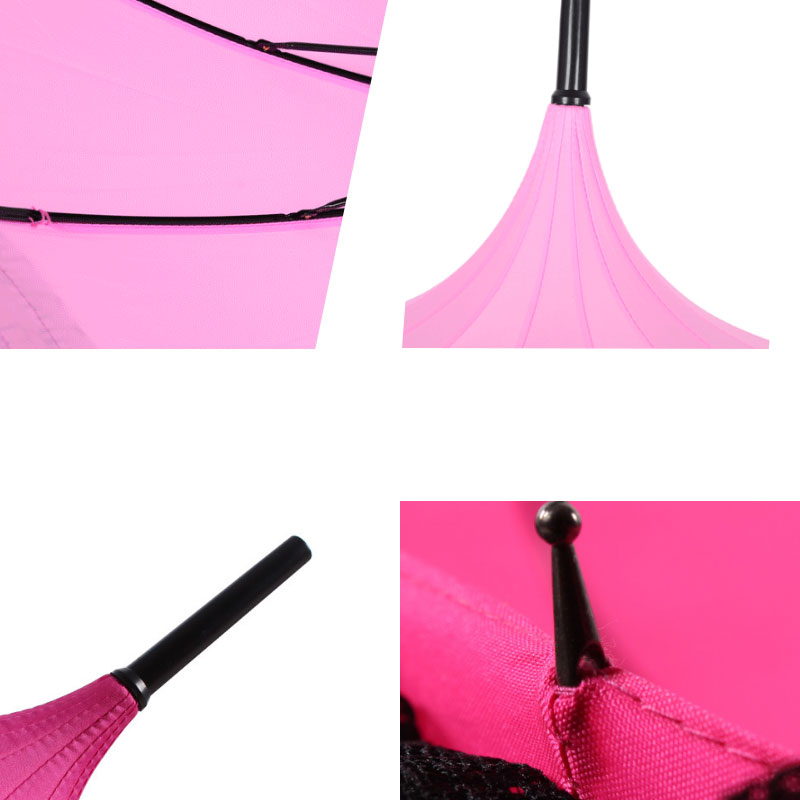Princess Lace Pagoda Umbrellas For Straight Bar Semi Automatic Long Handle Hook Rain Gear Lady Sunshade Unbrellas Women Parasol