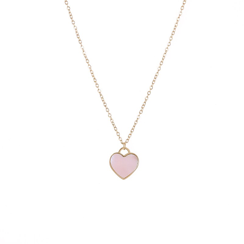 1.5cm kleine rosafarbene herz-choker-halsketten aus edelstahl mit natürlichen muschelanhängern für damen, strand-muschel-halsketten