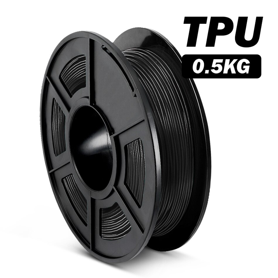 SUNLU TPU Filament 1,75 MM 0,5 kg Hohe Widerstandsfähigkeit flexibel TPU 3d Drucker Filament 100% Keine blasiert: TPU schwarz