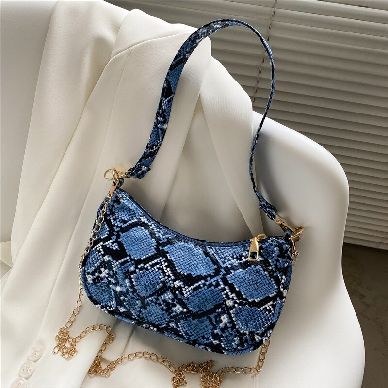 Lente Franse Stok Zak Vrouwen Enkele Schouder Cross Handbagage Oksel Knoedel Tas: Blue