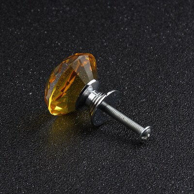 30 Mm Diamond Shape Crystal Glass Knoppen Kast Trekt Lade Knoppen Keukenkast Handvatten Handvat Hardware: YELLOW