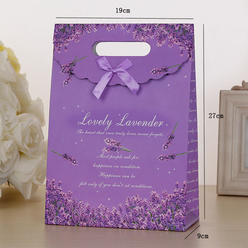 10pcs/lot Romantic Purple Lavender Portable DIY Multifunction Decoration Bags Snacks Candy Packaging Bag: 19 9 27cm
