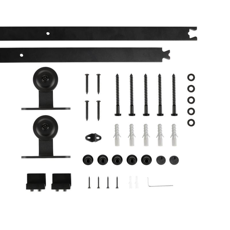 Rail de porte coulissante rustique noire de 183CM, pour armoire, Kit de rails coulissants pour portes en bois, vers l'europe HWC