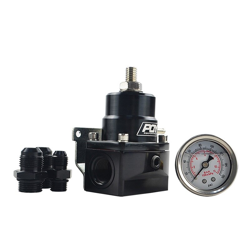 RESO--AN8 Fuel Regulator With boost -8AN 8/8/6 EFI Fuel Pressure Regulator With Gauge