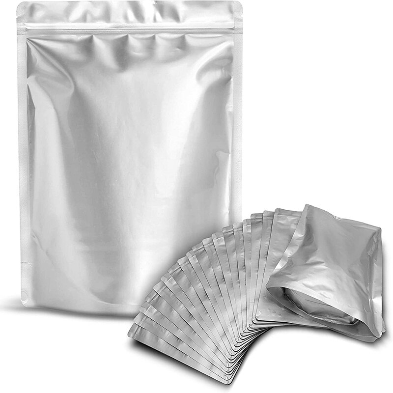 Sac en Mylar pour le stockage des aliments, 20 pièces, refermable, à fermeture éclair, pochette debout, économiseur de fraîcheur, organisateur de cuisine sans BPA