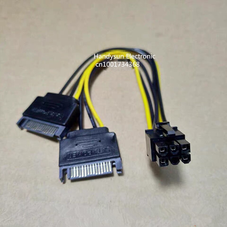 SATA Dual 15Pin M to Graphics card PCI-e PCIE 6 Pin F Video Card Power Supply Cable 6pin to Sata 15Pin Y Splitter Adapter 18AWG: 15Pin to 6pin