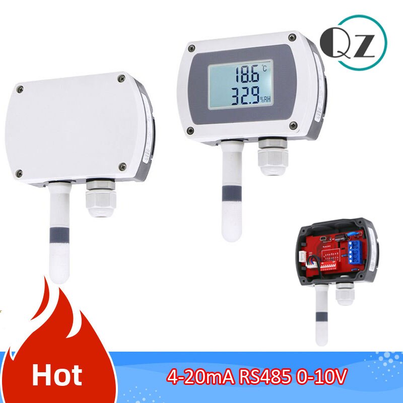 Wall-mounted temperature and humidity transmitter RS485 4-20mA 0-10V temperature and humidity sensor track with display