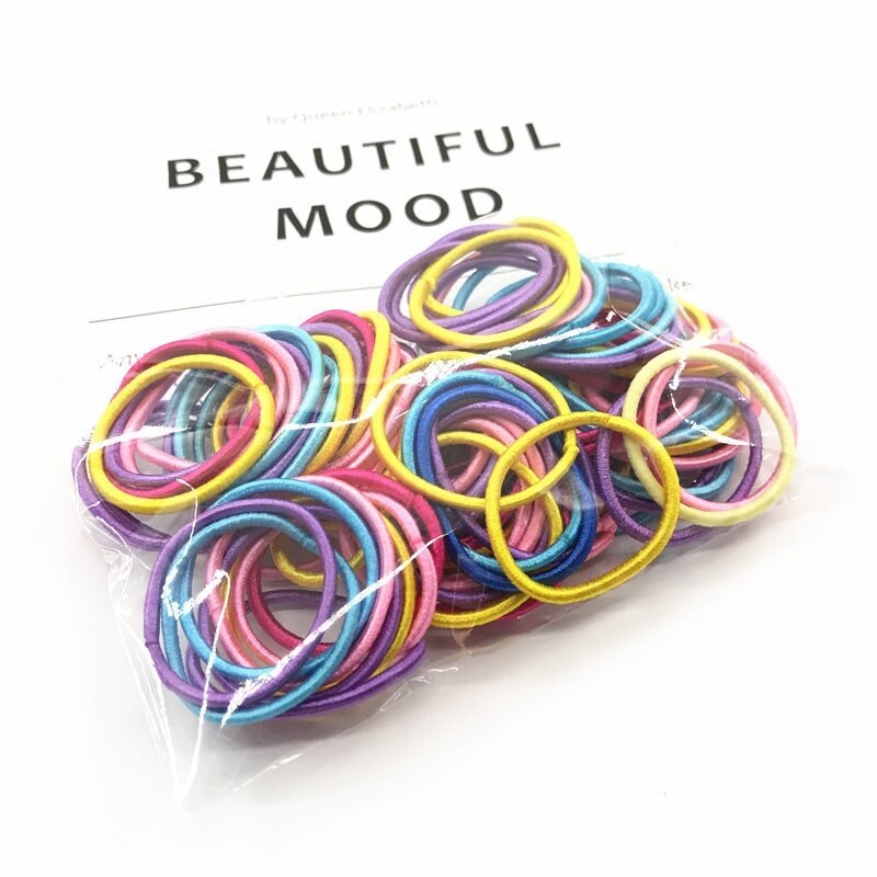 100 PCS/Lot noël haute-élastique enfants bonbons couleur cheveux corde élastique Scrunchie cheveux bandes Mini cheveux anneaux élastique pour les filles