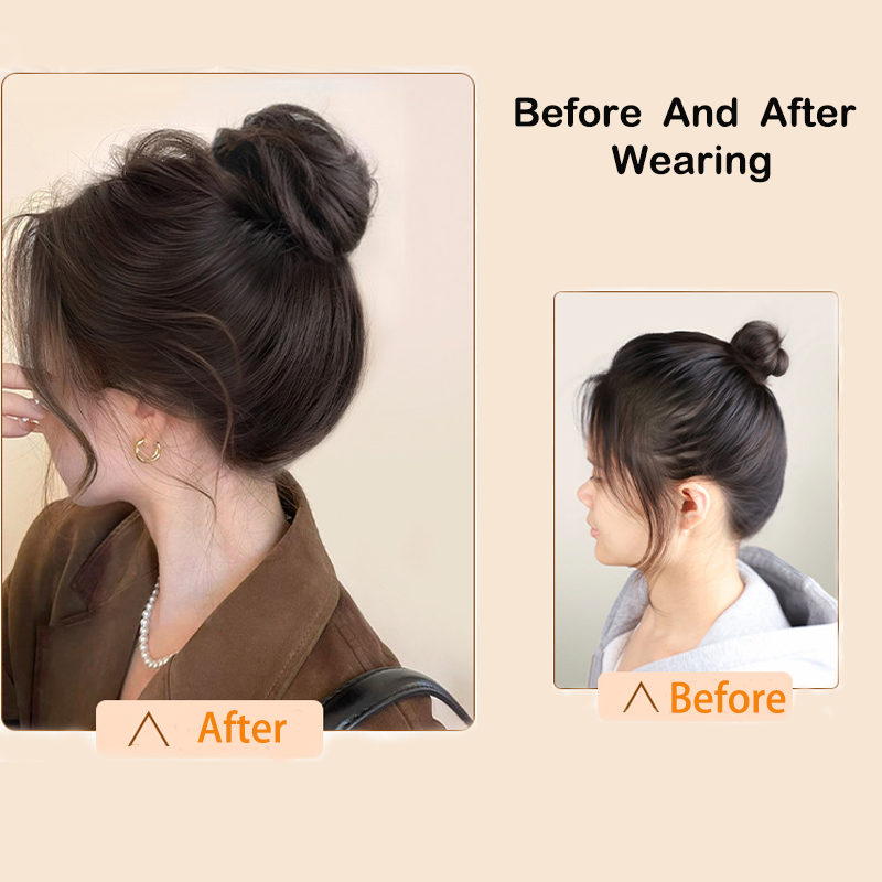 Syntetyczne doczepiane kocze z efektem potarganych włosów, mini kok z efektem upięcia w stylu pączek, treski robić włosów dla kobiet i dziewcząt, kok w kształcie ptasiego gniazda, wysuwane chignony.