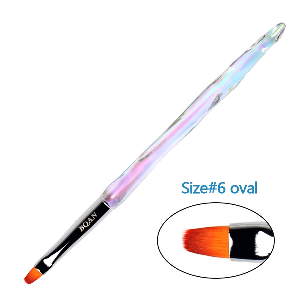 ANGNYA 12 #14 # Acryl Nagel Pinsel Gewellt Kolinsky Zobel Nagel Kunst UV Gel Baumeister Manikübetreffend Pinsel Flache Runde diamant Gradienten Griff: Größe6 Oval