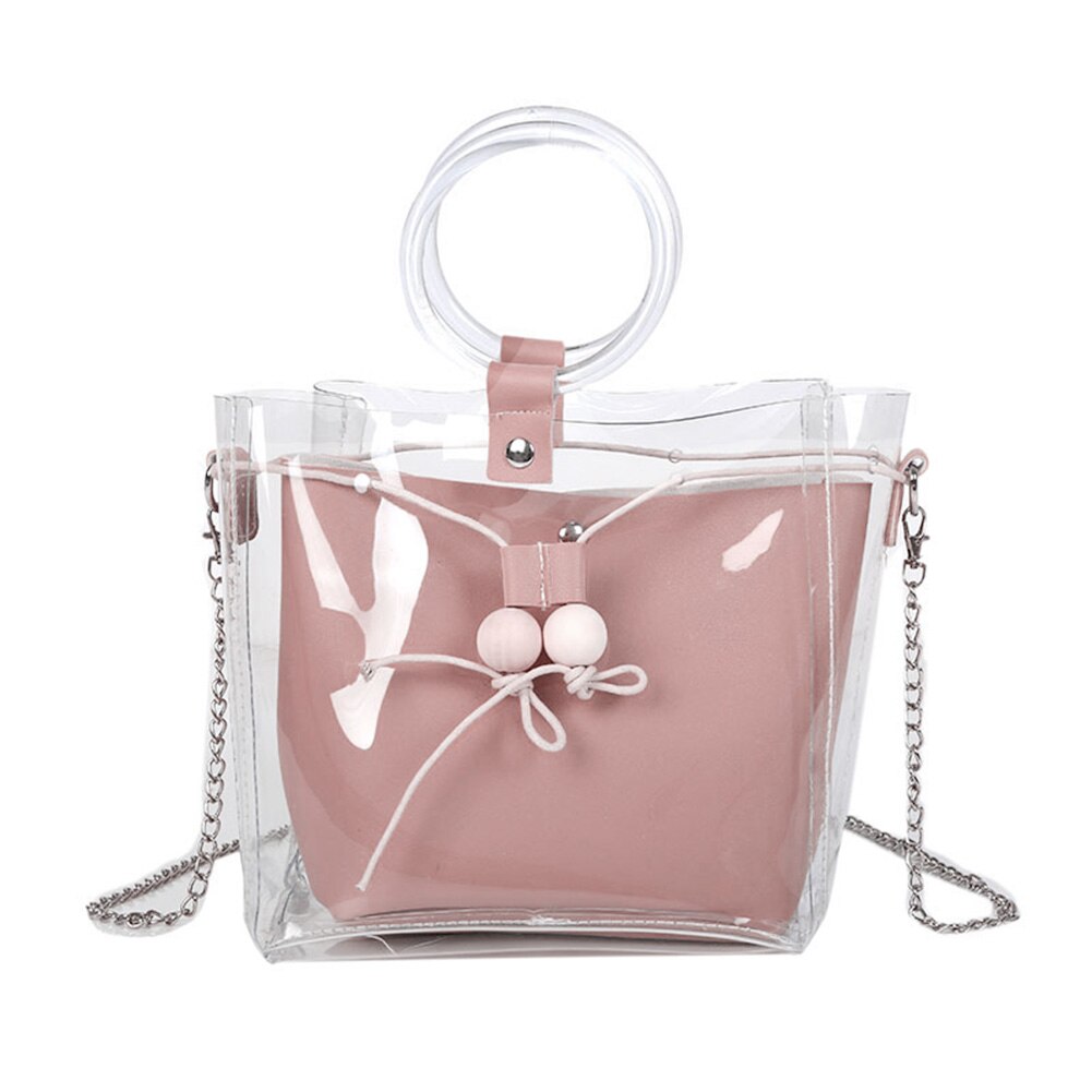 Frauen PVC transparent Handtasche Klar Wasserdichte Schulter Tasche Freizeit Einkaufen Reise Gelee Farbe Kleine Handtasche Totes