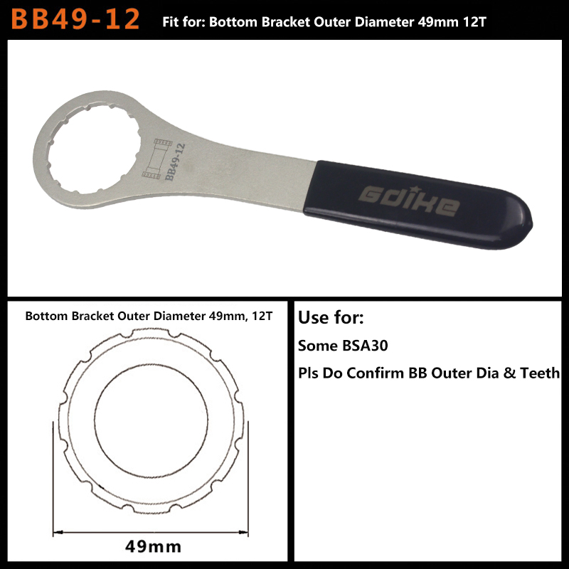 Onderste Beugel Tool Multi-Size 12T 16T 24T Bb Sleutel 39-52Mm Fiets Gereedschap Voor Sram Bsa Fsa Dub Mtb Weg Fiets Reparatie Tools: Bruin