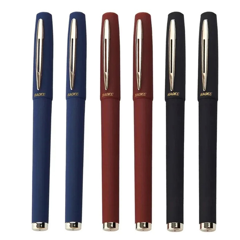 Bolígrafo de Gel de gran capacidad, 6 uds., 1,0/0,7/0,5mm, plumas de escritura a mano para caligrafía, tinta negra/azul/roja de carbono, suministros escolares: Borgoña / Multicolor