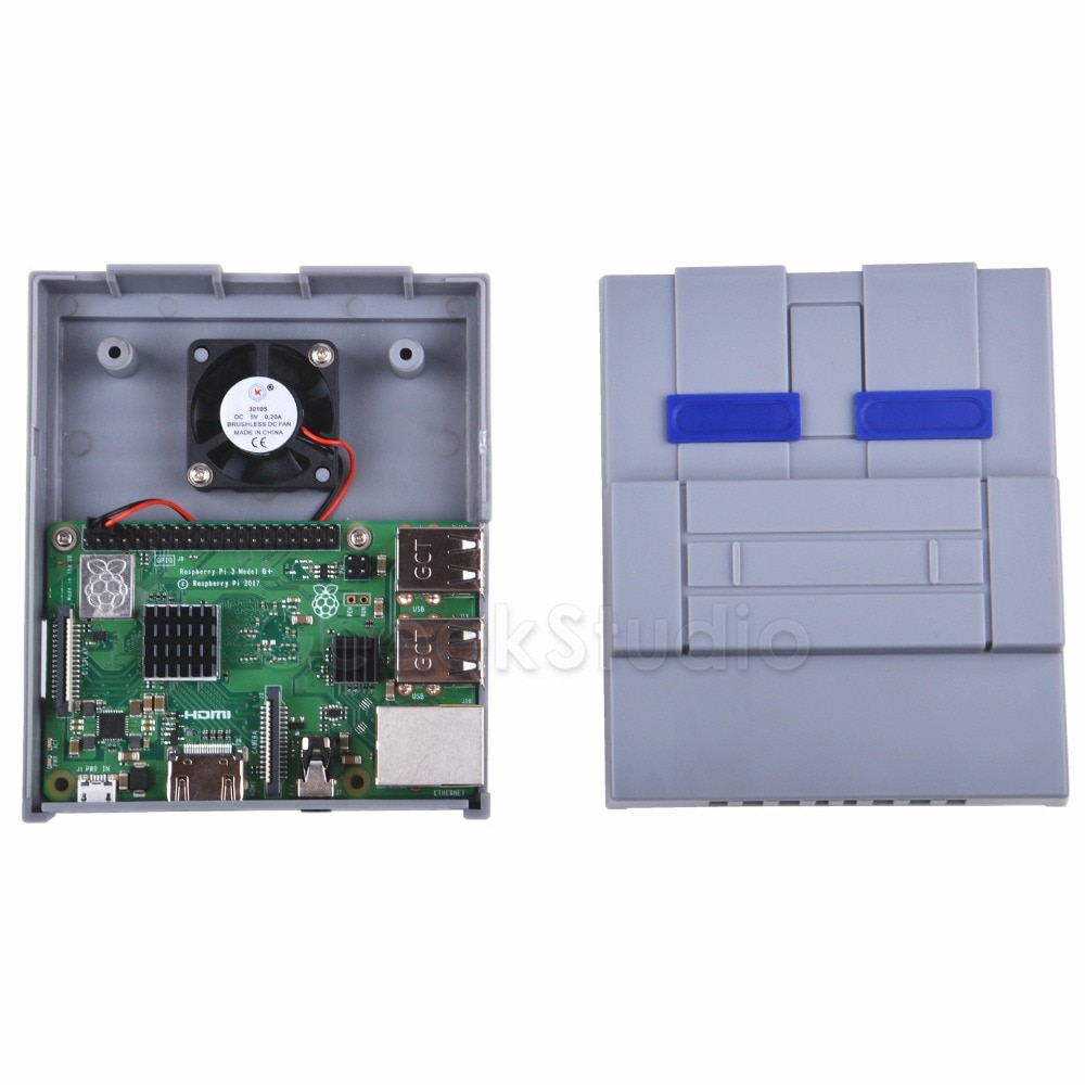 SNES Style Case NES Case Enclosure Kit with Cooling Fan Heatsinks for Raspberry Pi 3 Model B Plus / 3 B / 2 B / NESPi