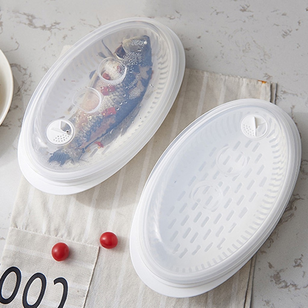 Kitchen Craft Microwave Fish Steamer - Plastic Microwave Container for Fish Steamed fish container with lid for microwave oven
